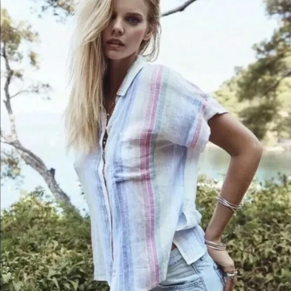 Rails Whitney Rainbow Linen Shirt Oversized